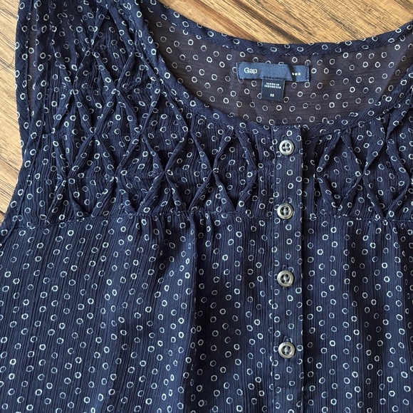 Gap Navy Blue White Circle Pattern Sleeveless Lightweight Top Women's Size M - Picture 5 of 7